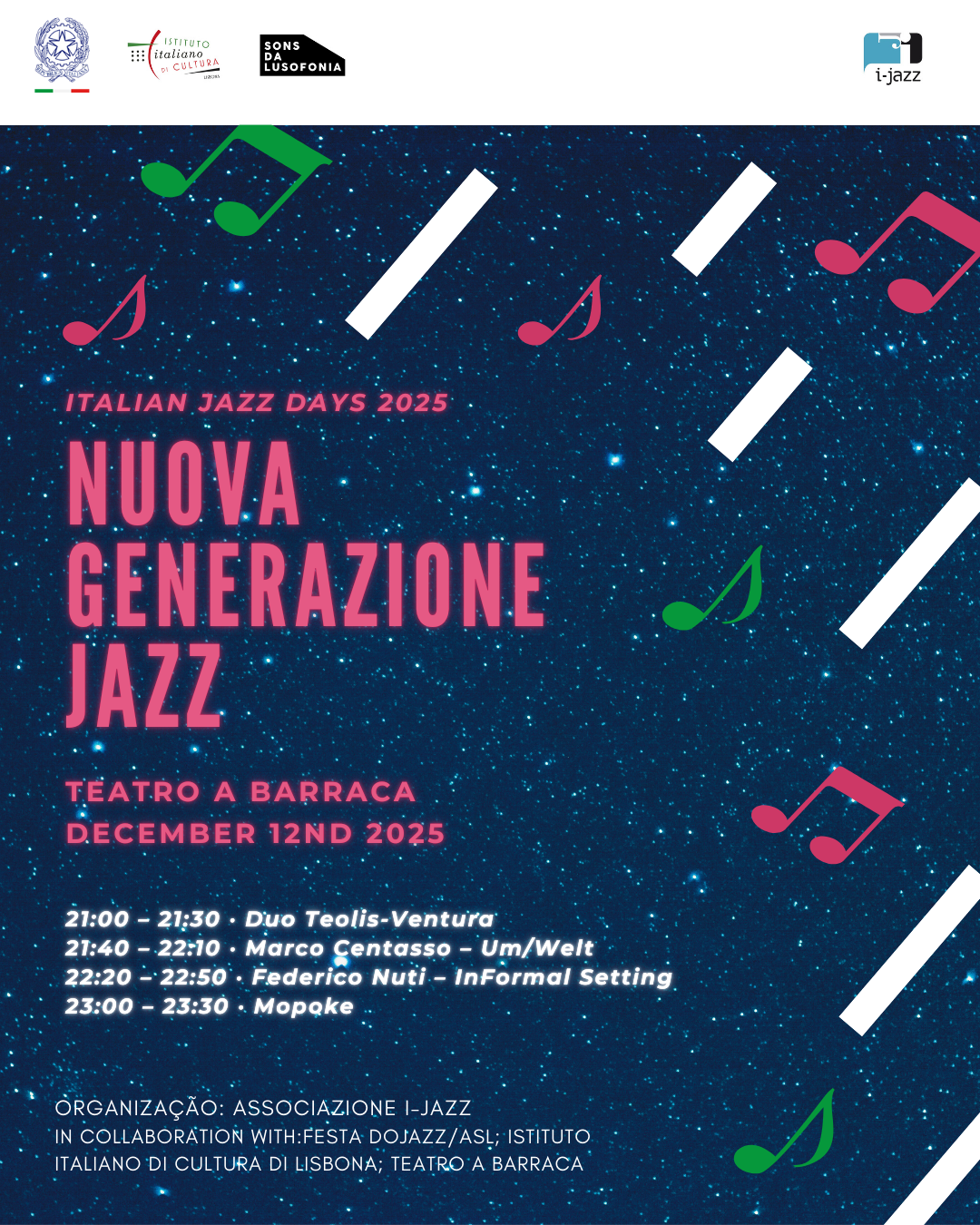 Showcases “Nuova Generazione Jazz” / Italian Jazz Days - Teatro A Barraca, Lisbona, 12 dicembre 2025